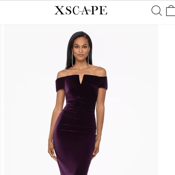 Xscape Burgundy Velvet Formal Dress - Picture 6 of 6